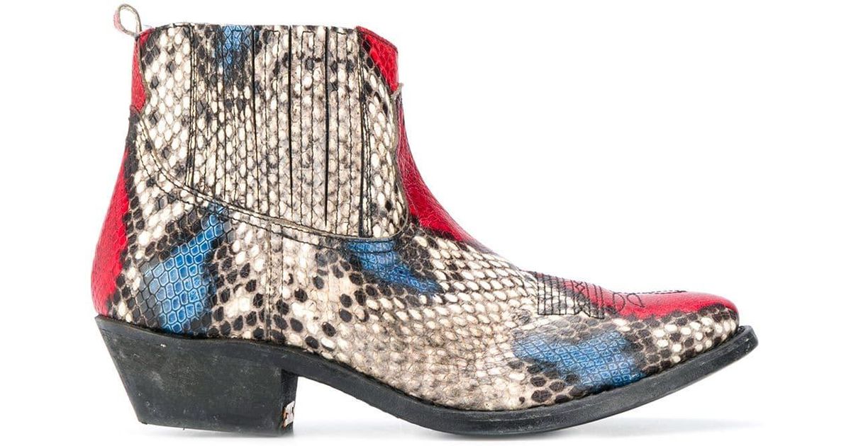 Golden Goose Leather Snake Print Boots - Lyst