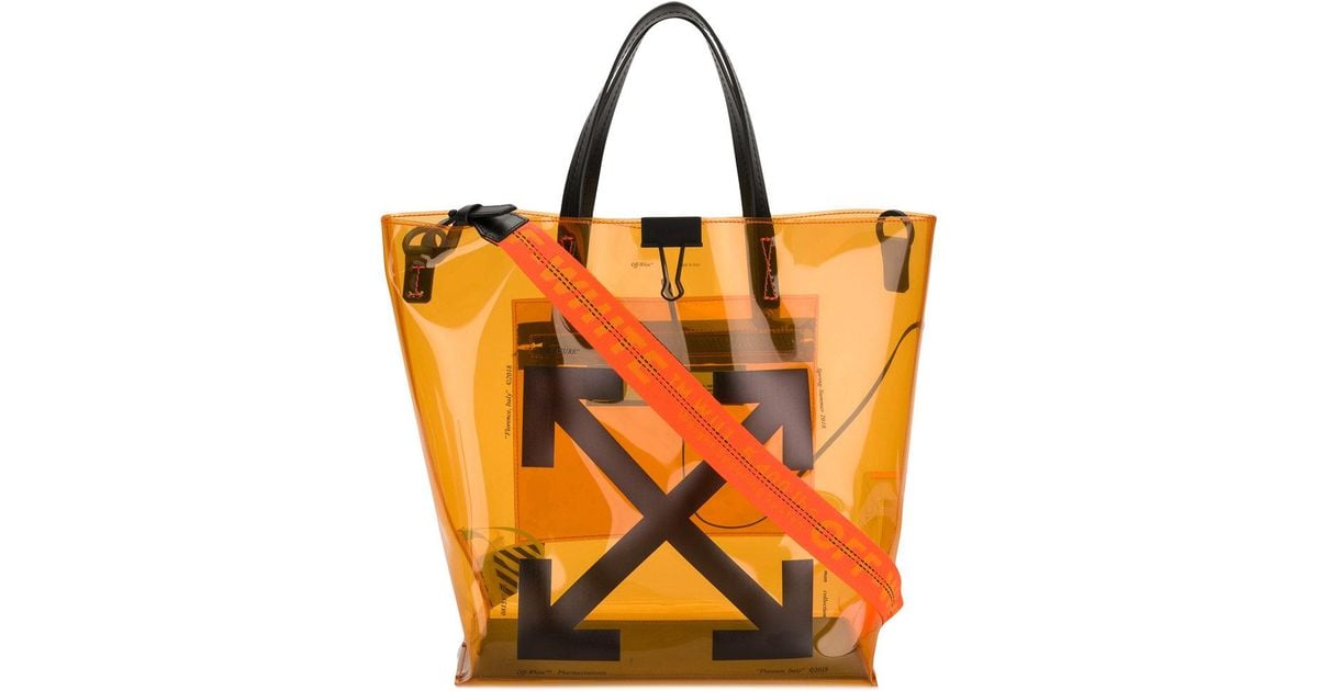 Off-White c/o Virgil Abloh Yellow Mini Patent Leather Tote Bag