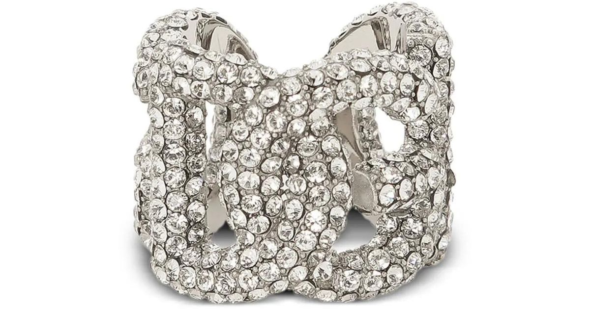 Dolce & Gabbana Embellished Dg Millennials Logo Ring in Metallic | Lyst