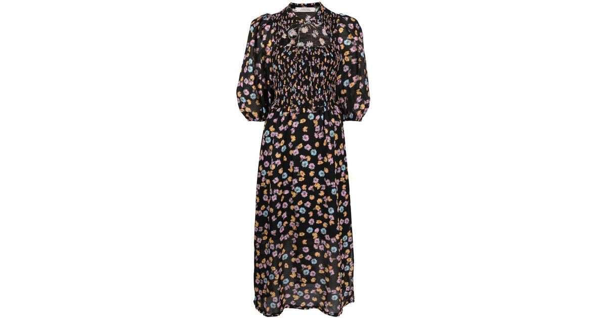 Dorothee Schumacher Floral-print Cut-out Midi Dress in Black | Lyst