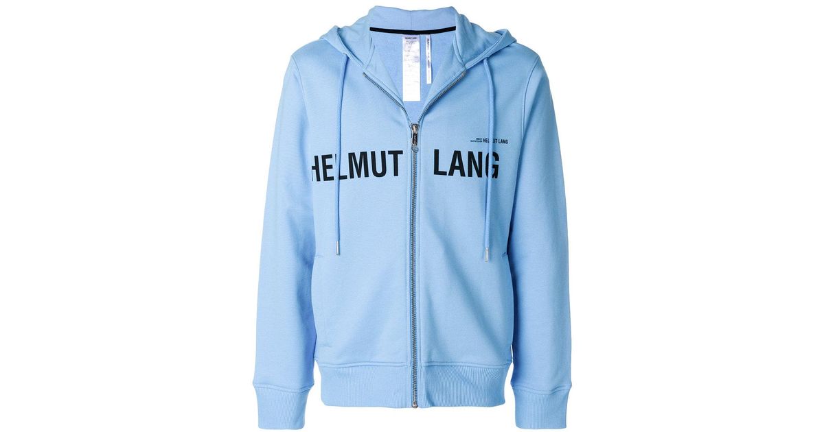 Helmut Lang Logo Printed Hoodie in Blue for Men | Lyst