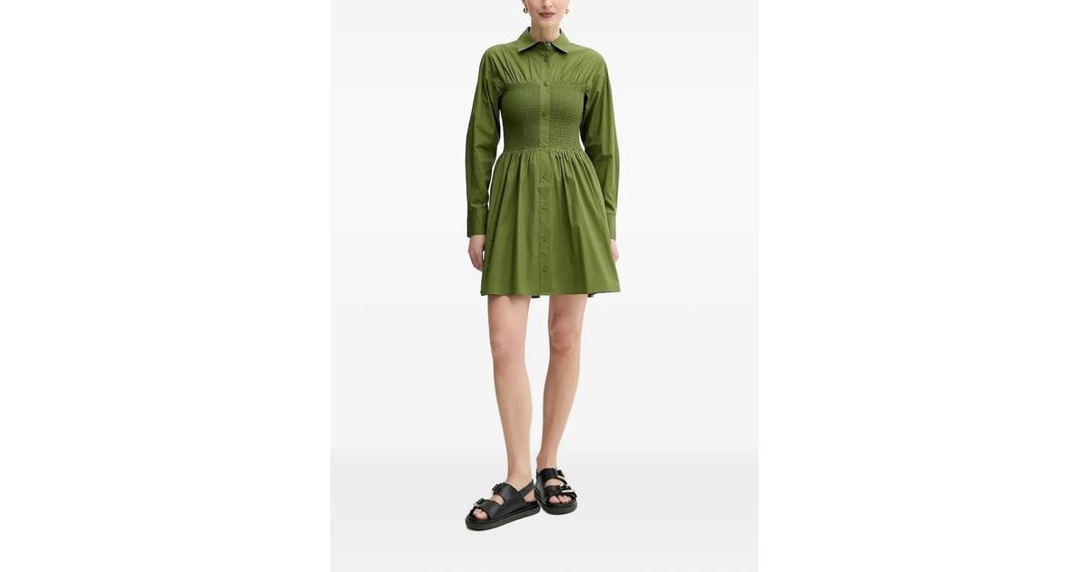 MICHAEL Michael Kors Smocked Shirt Dress in Green | Lyst