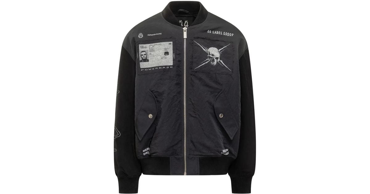 44 Label Group Logo-Motif Bomber Jacket in Black | Lyst