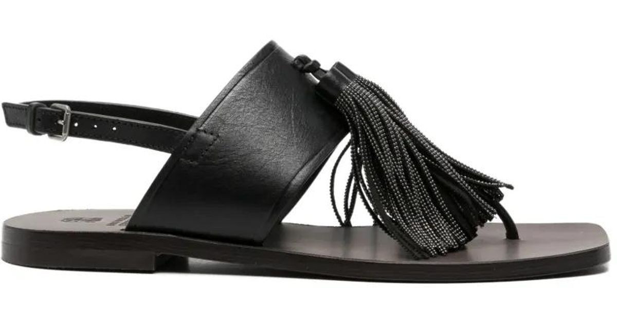 Brunello Cucinelli タッセル サンダル ブラック | Lyst