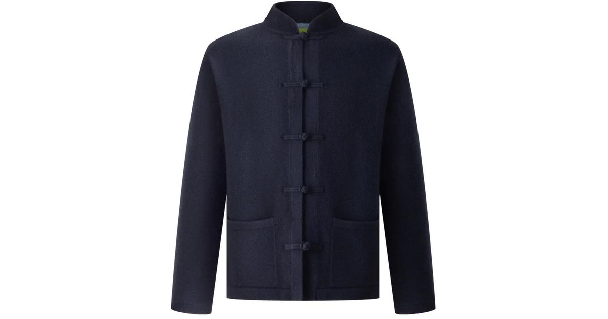 Shanghai Tang Knot Button Cardigan in Blue for Men | Lyst