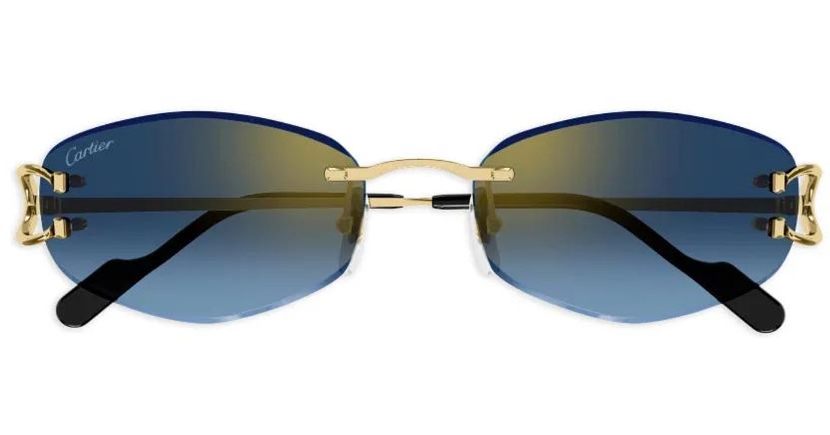 Cartier C De Cartier Geometric-Frame Sunglasses in Blue | Lyst UK