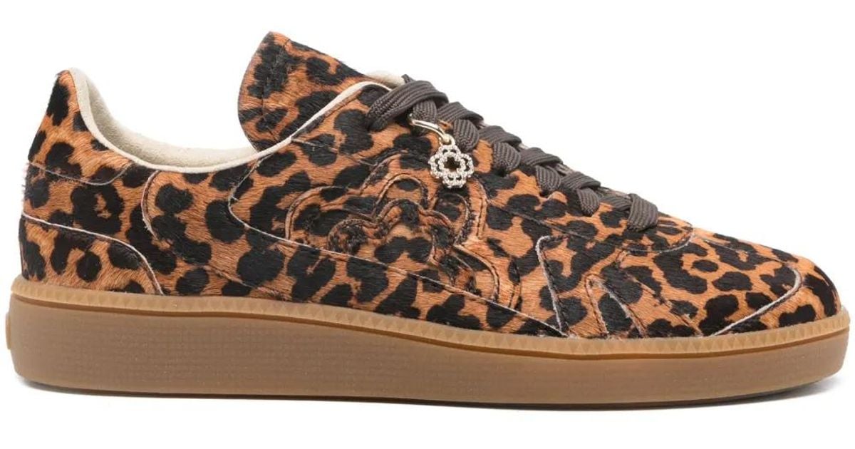 Baskets En Cuir À Imprimé Léopard Maje en coloris Marron Lyst - Main Image