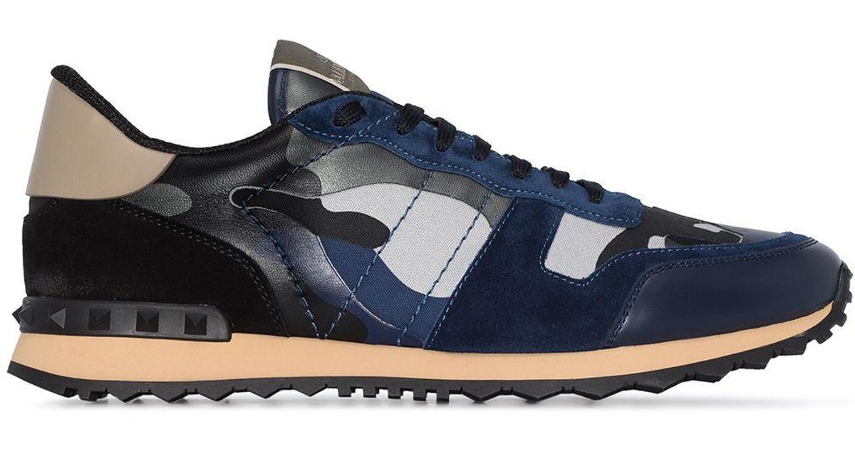 Valentino Garavani Synthetic Rockrunner Sneakers in Blue for Men - Lyst