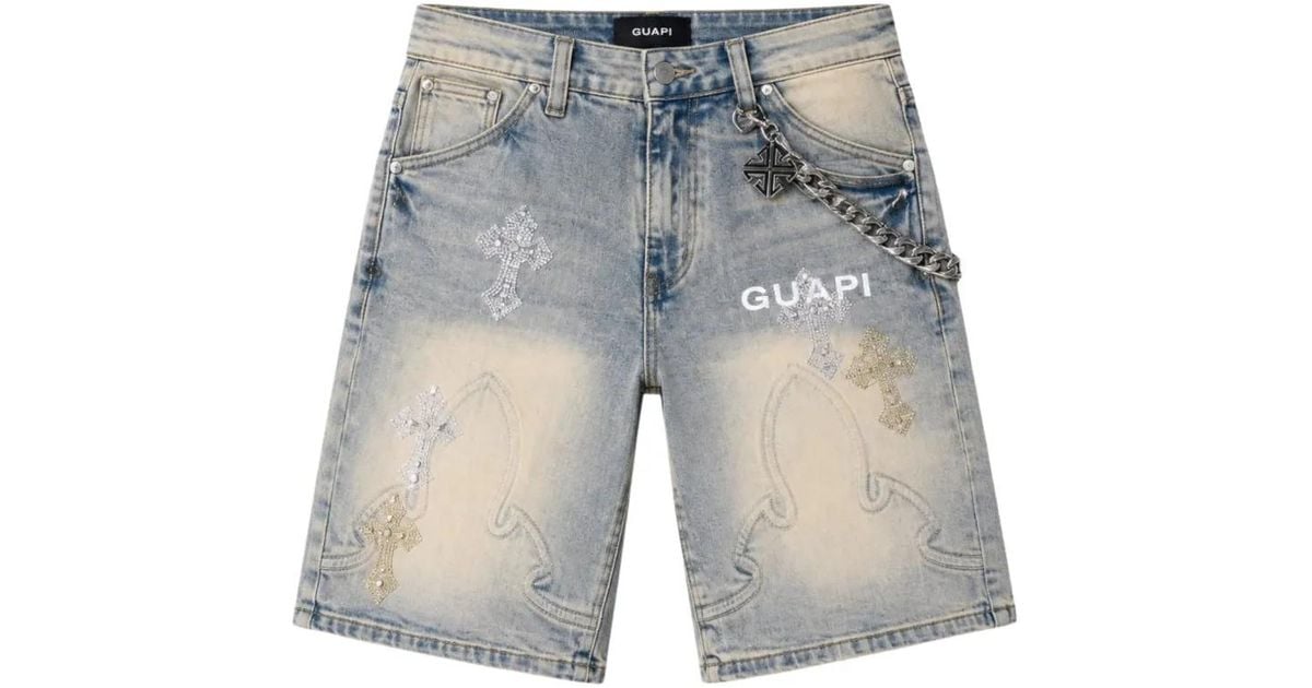 4 Cross Patch GUAPI Cross-Patch Chain-Detail Shorts in Blue for Men | Lyst