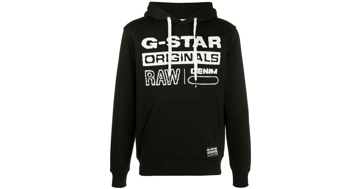 G-Star RAW Originals Logo Print Hoodie in Black for Men | Lyst