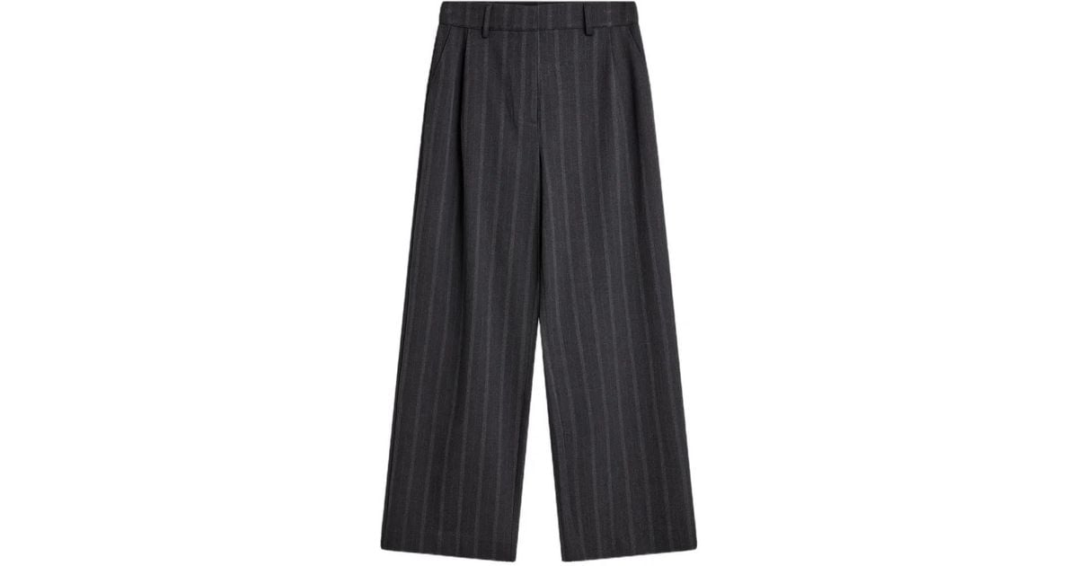 Minimum Gertrud Pinstripe Palazzo Pants in Gray | Lyst