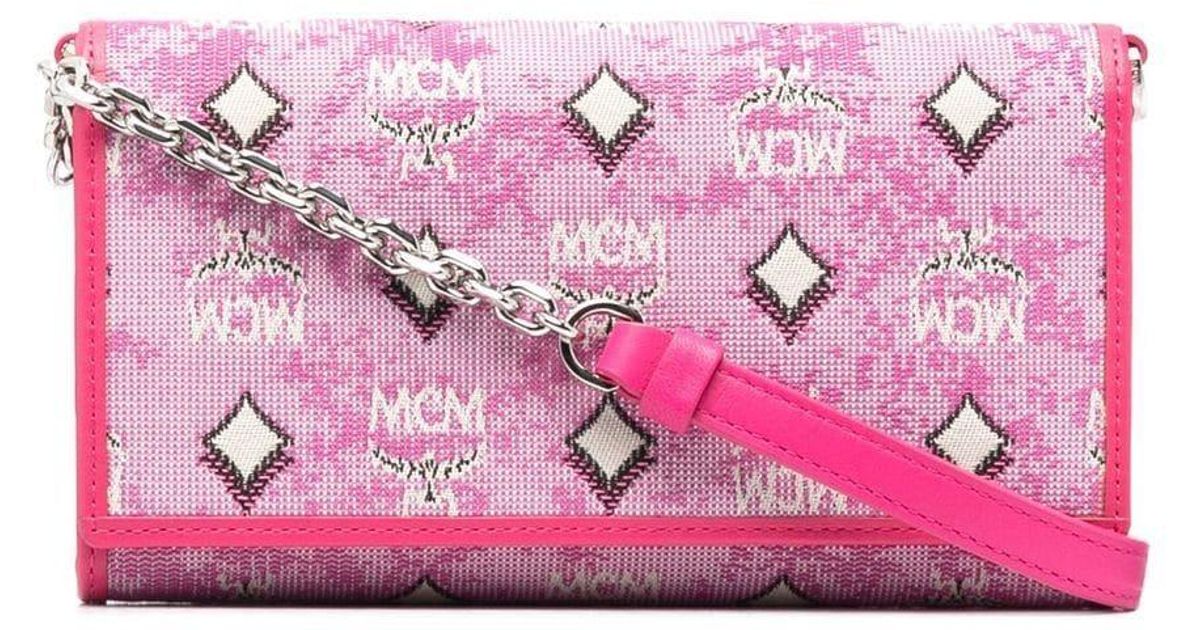 MCM Large Vintage Jacquard Crossbody Wallet in Pink Lyst Australia