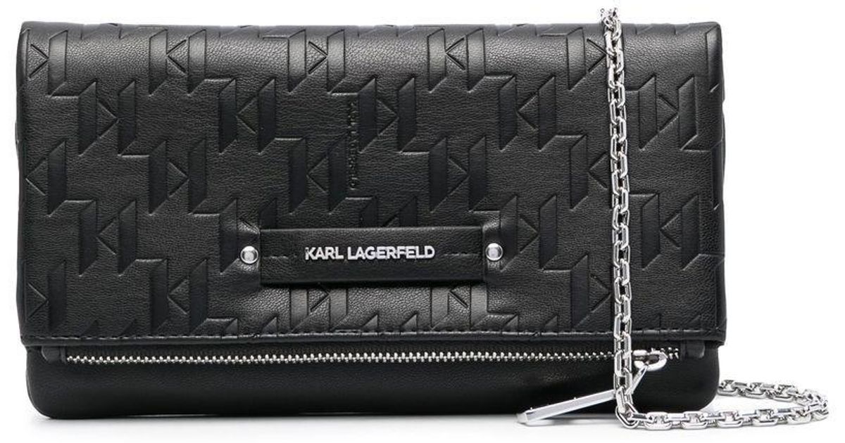 Karl Lagerfeld Logo-embellished Cross-body Bag in Grey | Lyst UK