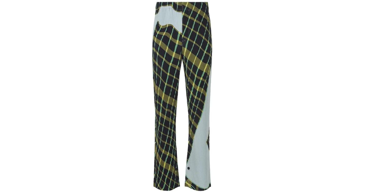 Homme Plissé Issey Miyake Pantalon Windswept Plaid À Design Plissé