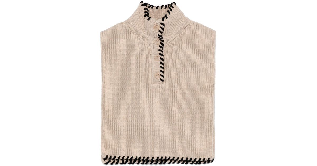 Sandro Ribbed Knit Top in Natural Lyst