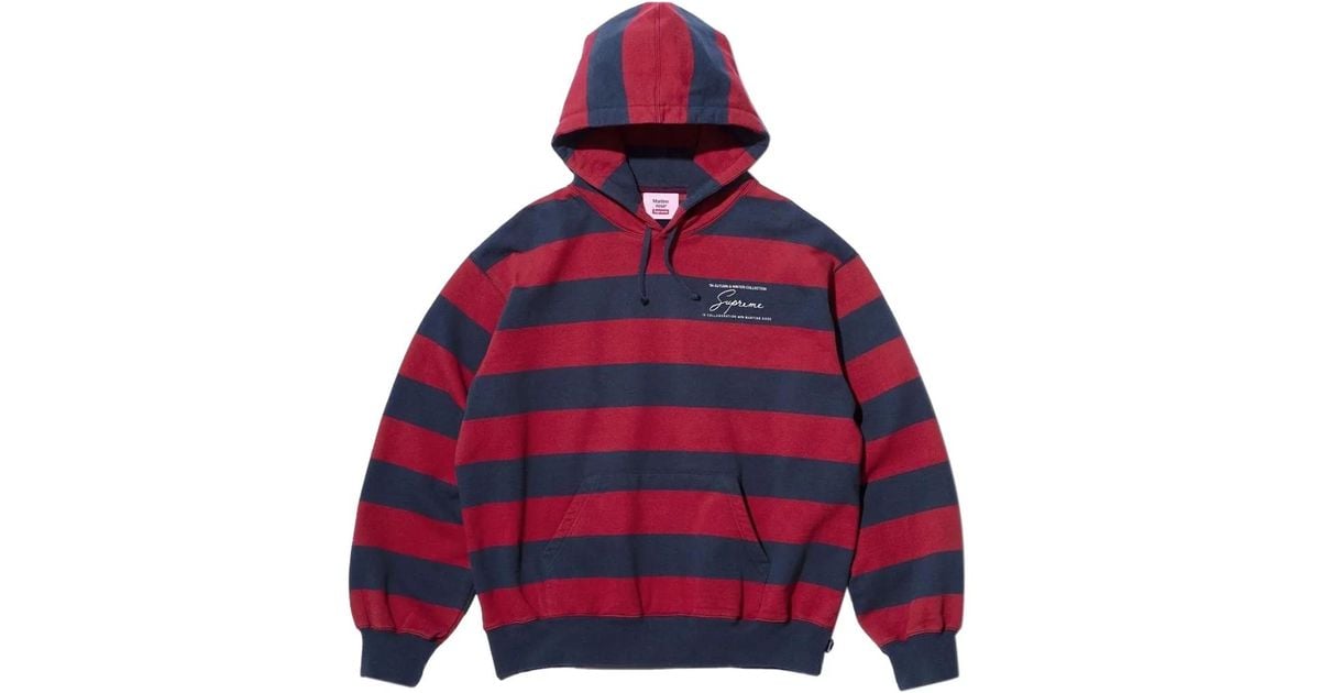 Supreme X Martine Rose Striped-Pattern Hoodie in Red | Lyst
