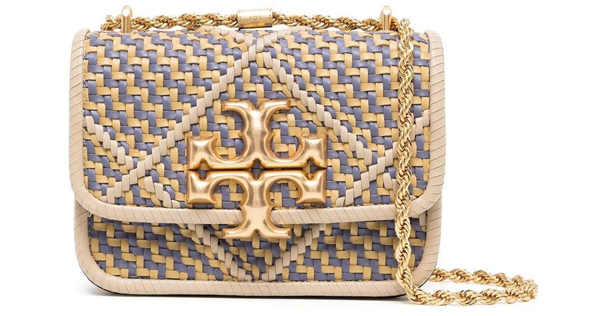 Tory Burch Leather Eleanor Multidiamond Woven Shoulder Bag in Blue