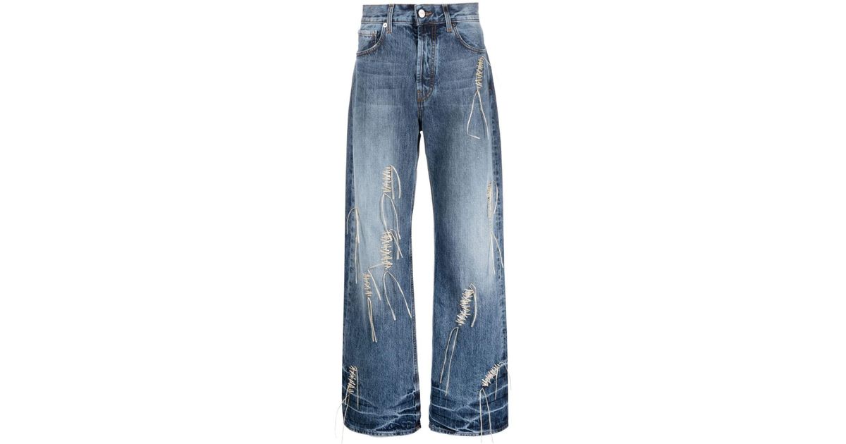Jacquemus Stitch-detail Wide-leg Jeans in Blue for Men | Lyst