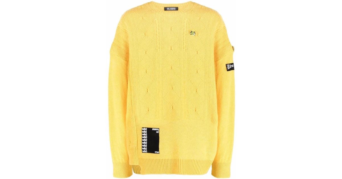 Raf Simons Patchwork Knitted Jumper in Yellow for Men | Lyst Raf Simons Patchwork Knitted Jumper in Yellow for Men | Lyst