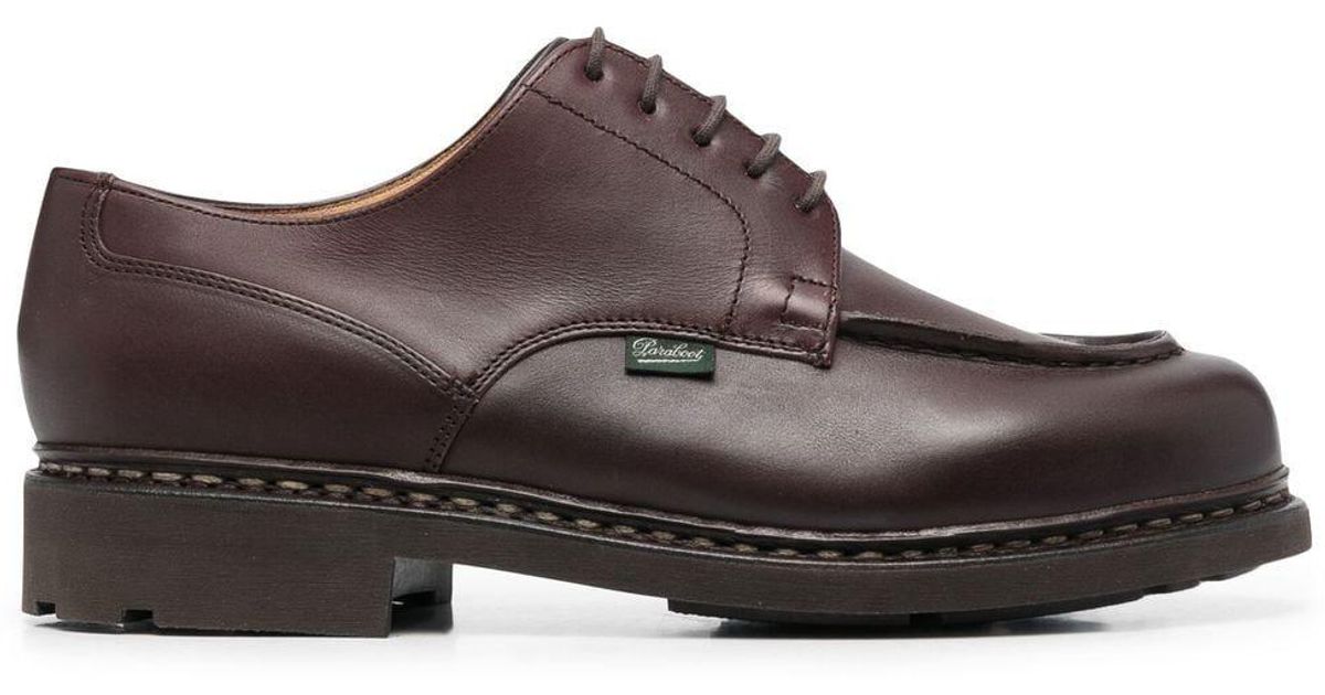 Paraboot Logo-patch Leather Derby Shoes in Brown for Men | Lyst UK