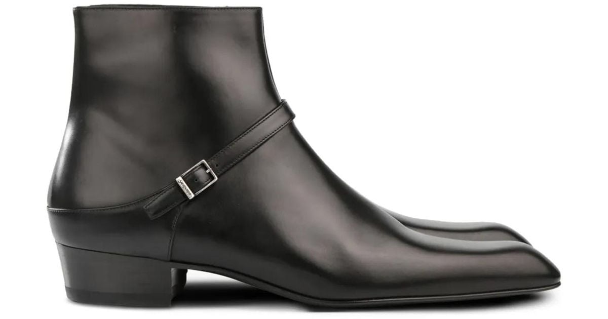 Saint Laurent Augustin Buckle-Detail Boots in Black for Men | Lyst