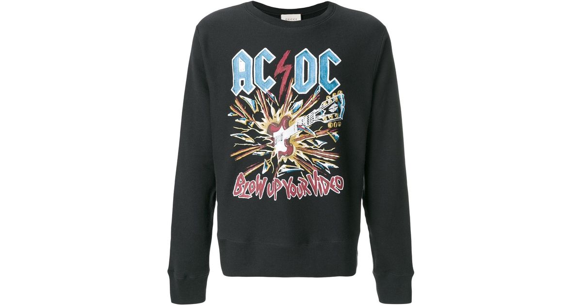 Gucci Cotton Ac/dc Print Sweater in Black for Men | Lyst