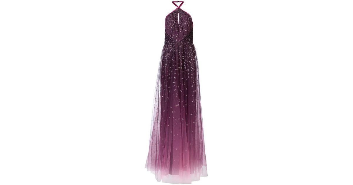 marchesa notte ombré glitter tulle halter gown