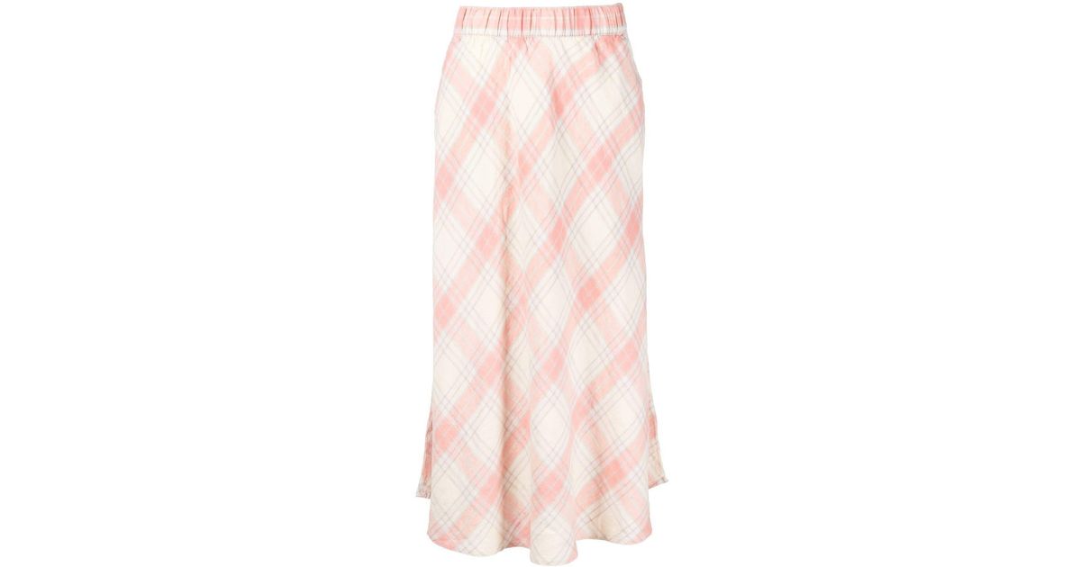 Polo Ralph Lauren Linen Emy Plaid-print Maxi Skirt in Pink | Lyst Canada