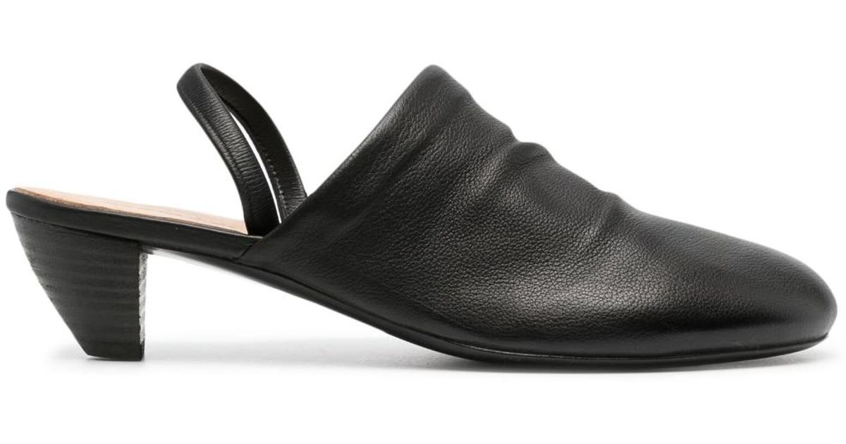 Marsèll Leather Slingback Mules in Black | Lyst