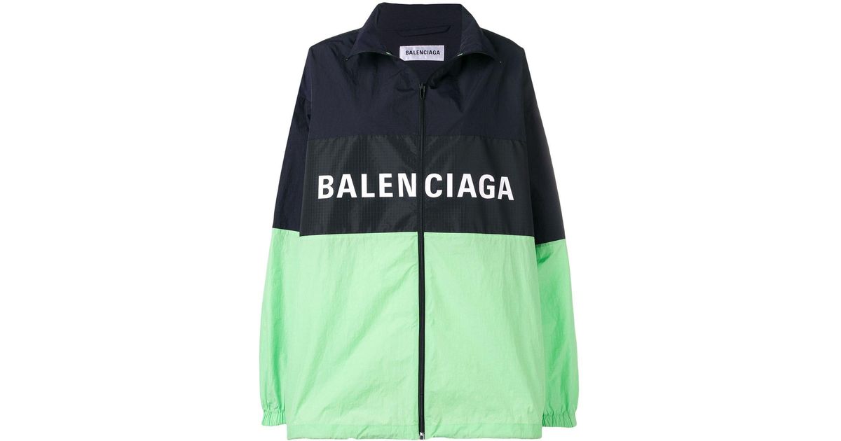 Balenciaga Zip Up Logo Jacket in Blue 