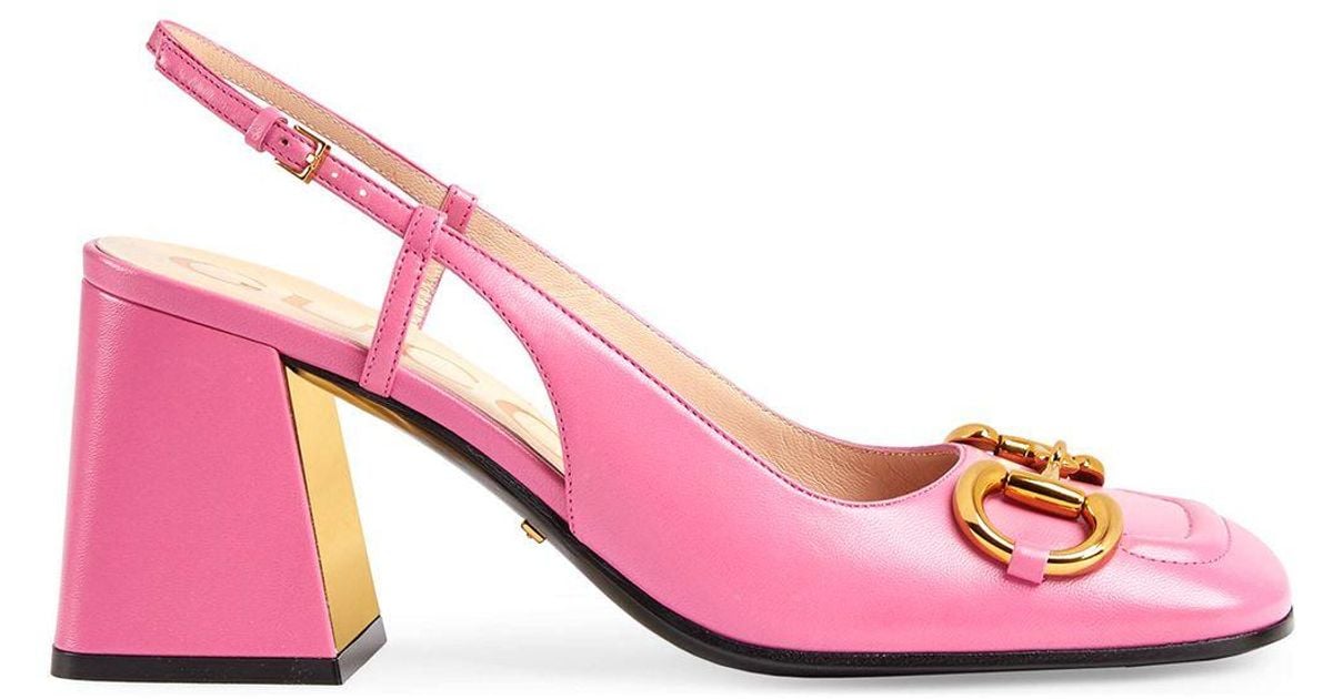 Gucci Leder Pumps mit Horsebit-Detail in Pink | Lyst DE