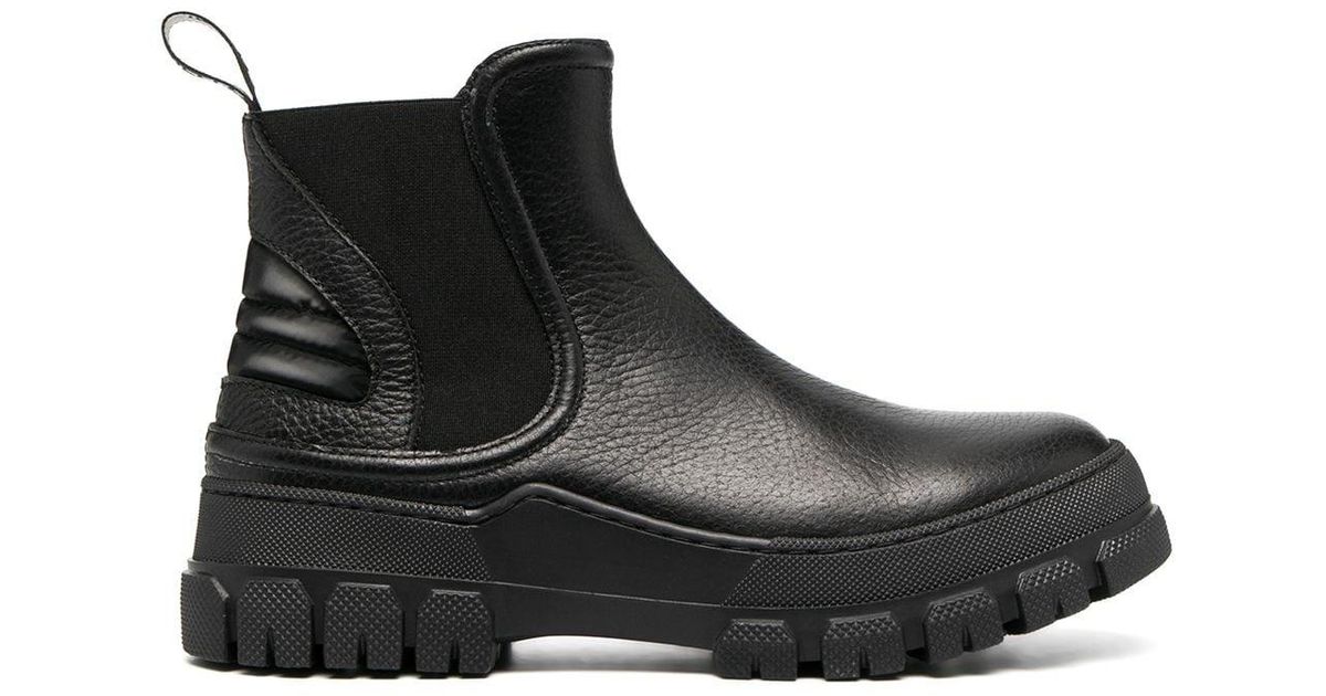 Pollini Leather Lug-sole Chelsea Boots in Black - Lyst