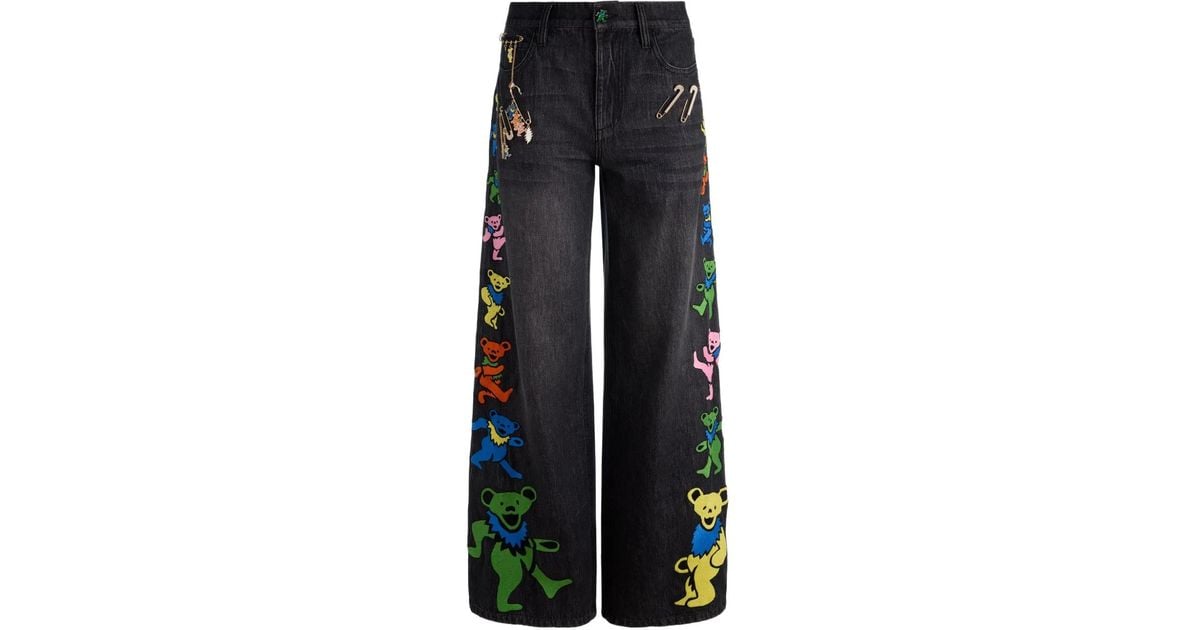 Alice + Olivia Amazing Embroidered Patches Jeans in Blue Lyst UK