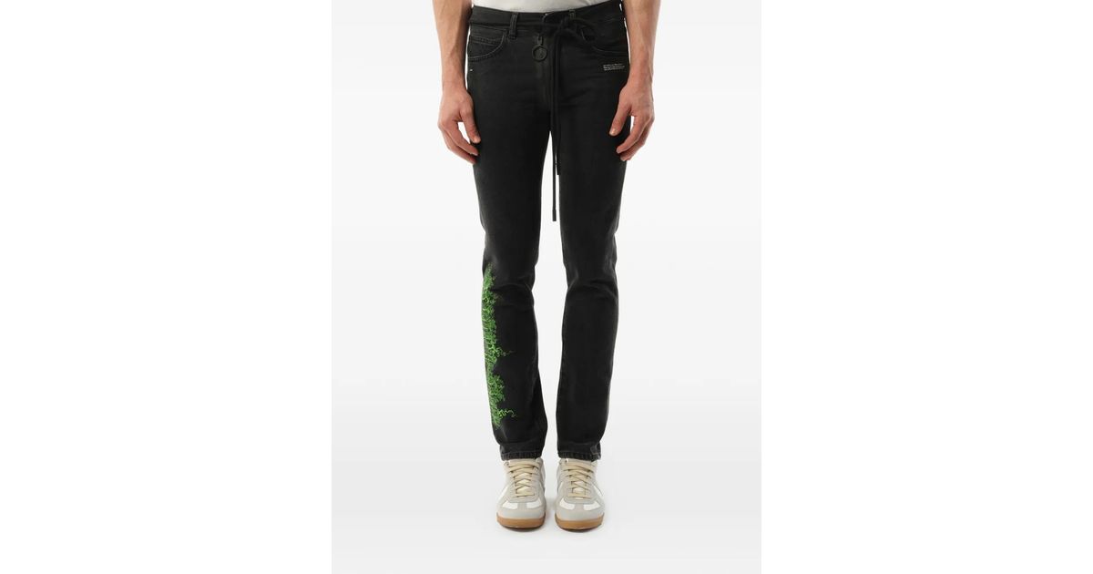 メンズ Off-White c/o Virgil Abloh E.M スリムジーンズ ブラック | Lyst