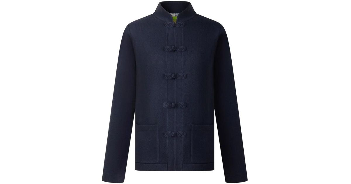 Shanghai Tang Knot Button Tang Cardigan in Blue | Lyst
