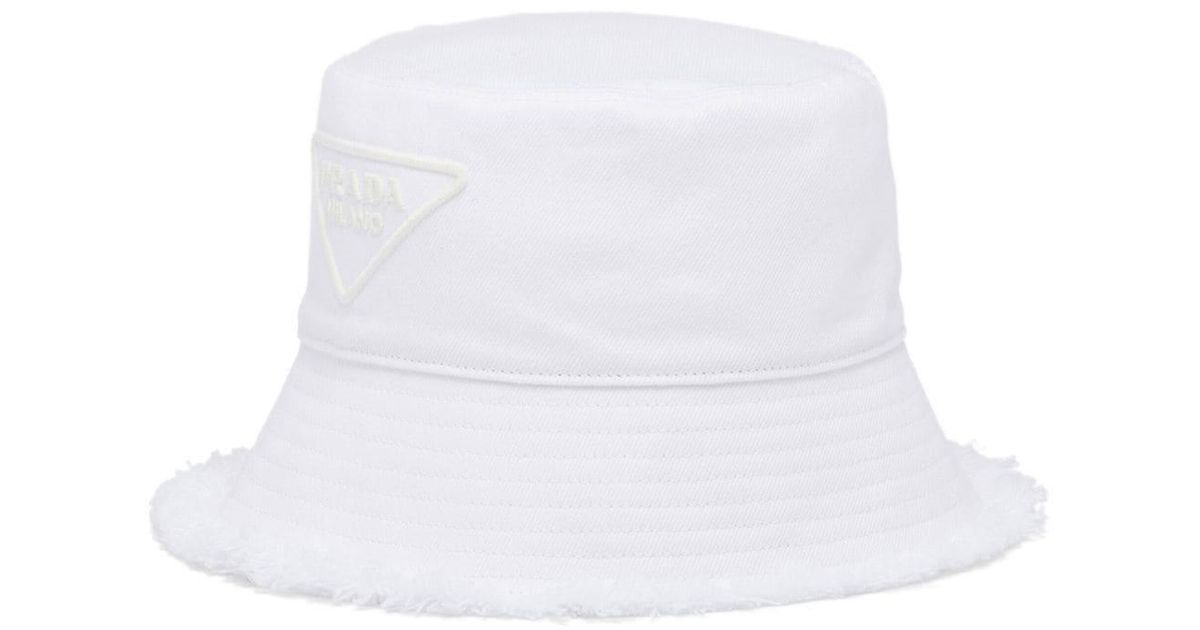 Prada Cotton The Drill Bucket Hat in White Lyst Canada