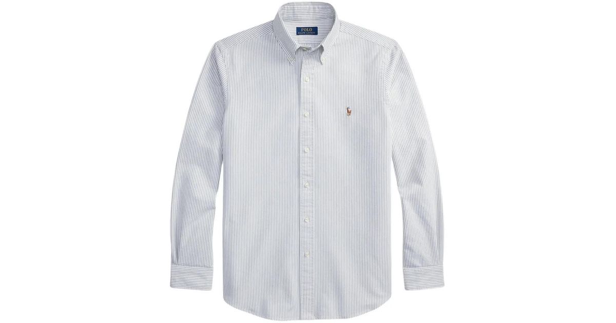 Polo Ralph Lauren Striped Long-Sleeve Shirt in White for Men | Lyst
