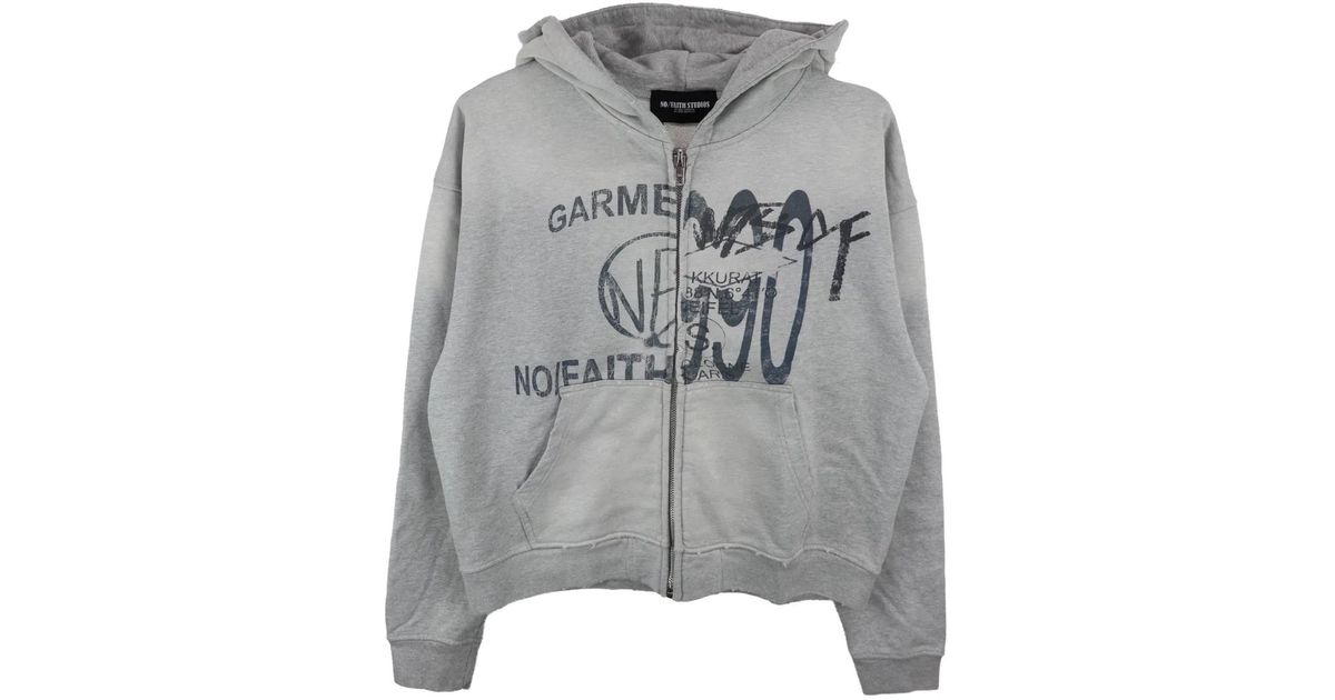 NO/FAITH STUDIOS Split-Print Zip-Up Hoodie in Gray for Men | Lyst