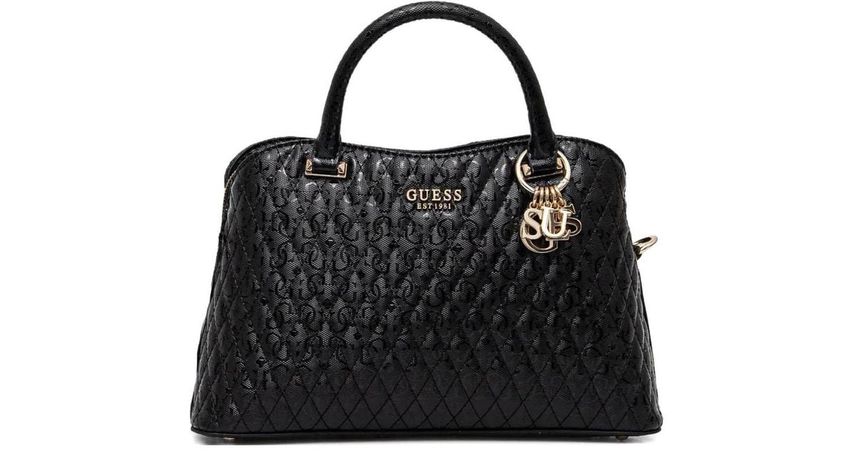 guess-quilted-leather-handbag-in-black-lyst