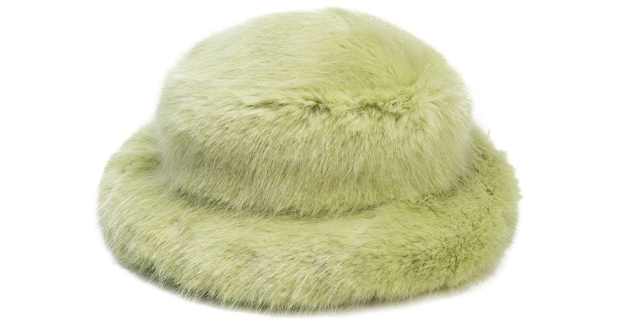 Emma Brewin Faux Fur Bucket Hat in Green | Lyst