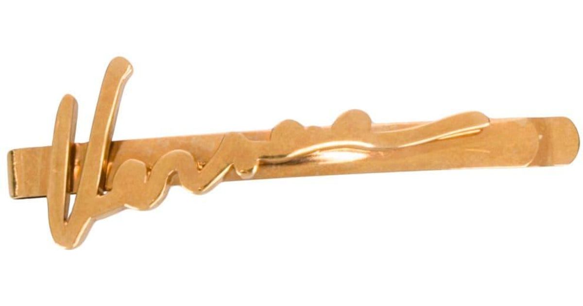 Versace Logo Hair Pin in Gold (Metallic) - Lyst