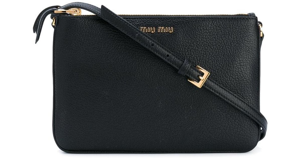 Lyst Miu Double Zip Crossbody Bag In Black
