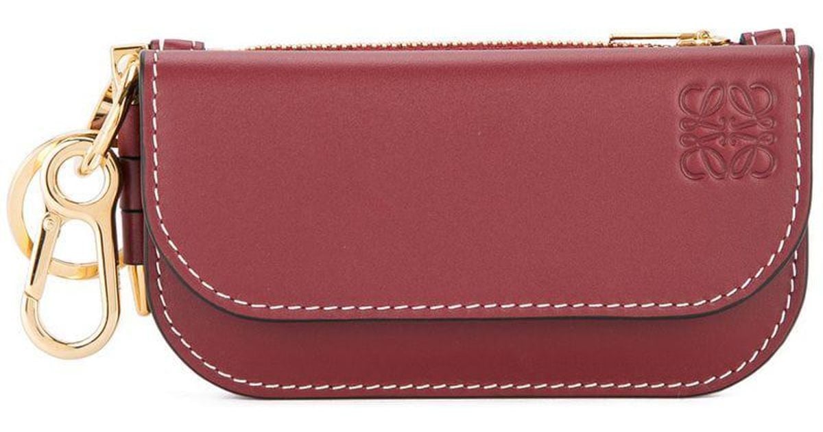 Loewe Leather Gate Mini Wallet in Red 