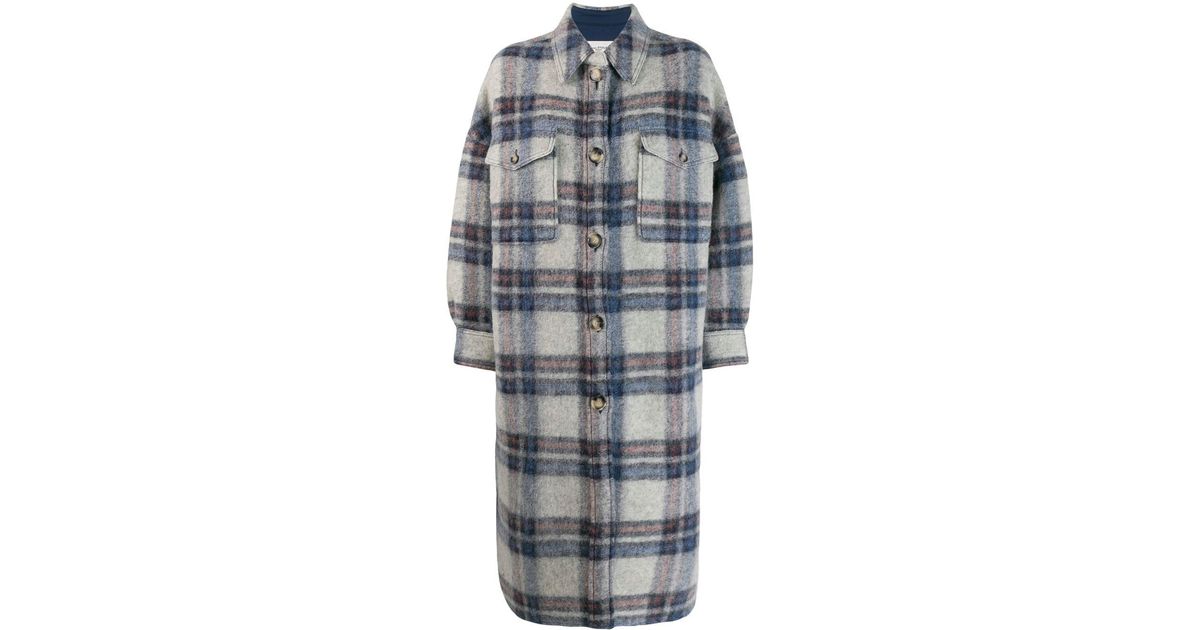 Étoile Isabel Marant Gabrion Checked Wool Coat in Blue | Lyst