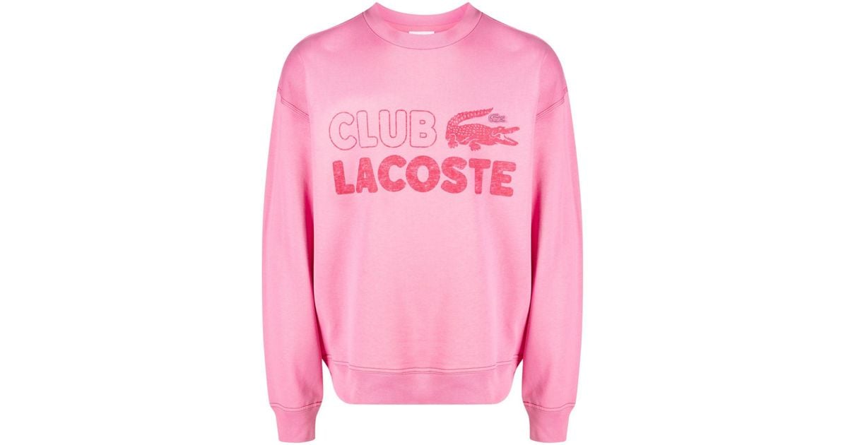 drag Tilgivende lanthan Lacoste Logo-print Cotton Jumper in Pink for Men | Lyst