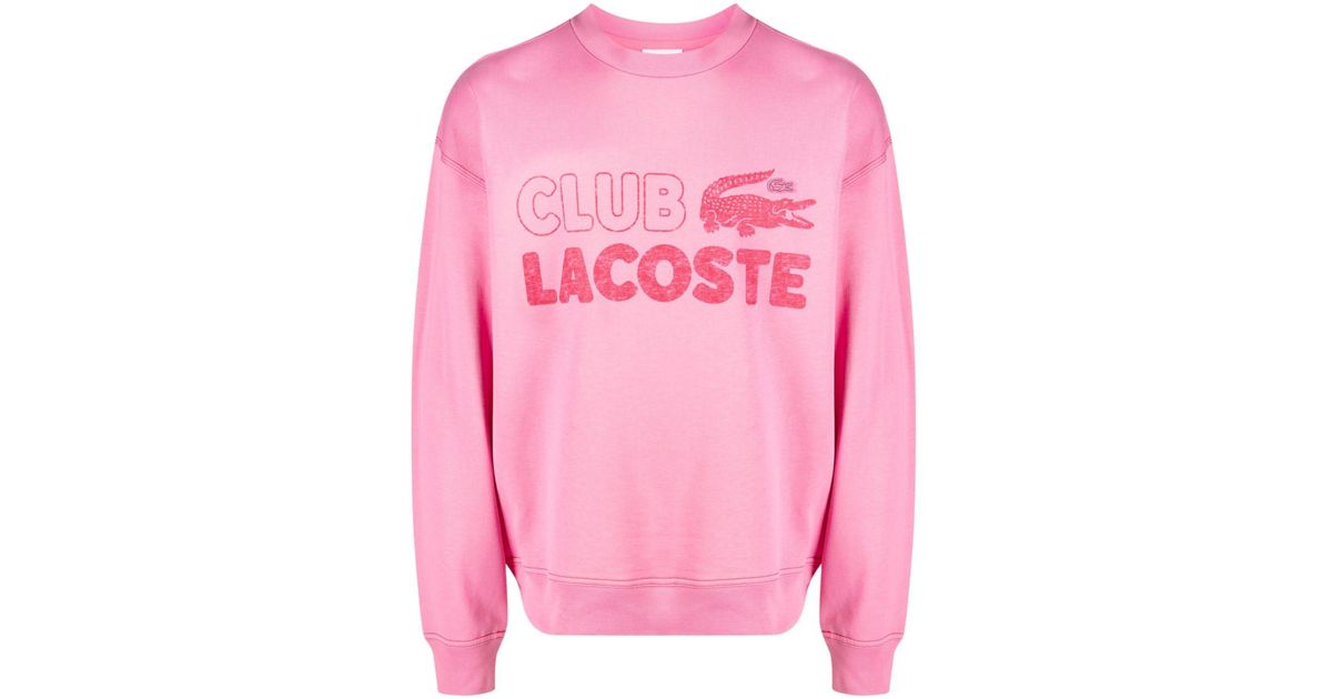 Lacoste Logo-print Cotton Jumper in Pink for Men | Lyst