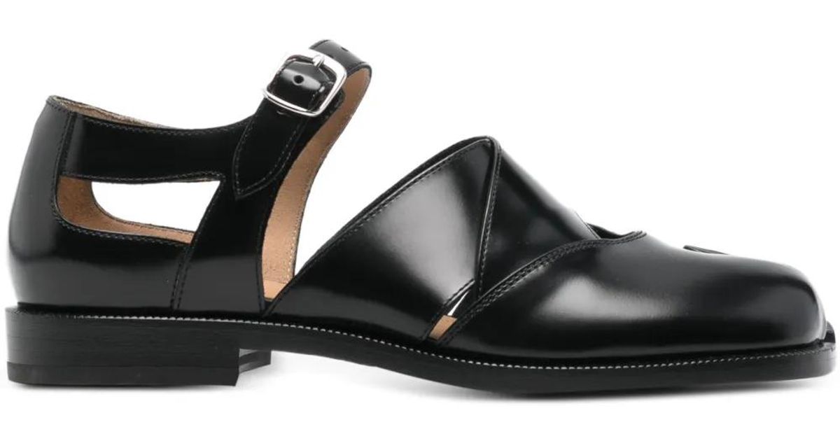 Maison Margiela Tabi カットアウト レザーサンダル ブラック | Lyst