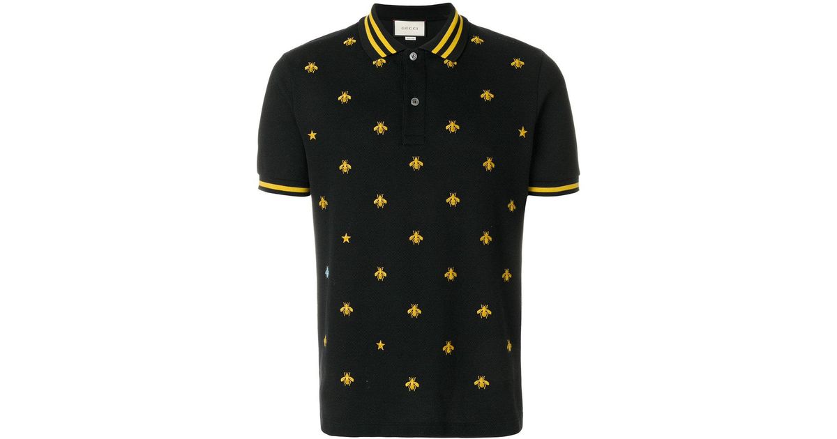 Gucci Cotton Embroidered Bee Polo Shirt 