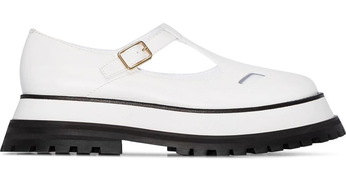 Burberry Leather Mary Jane Platform Shoes in White - Lyst