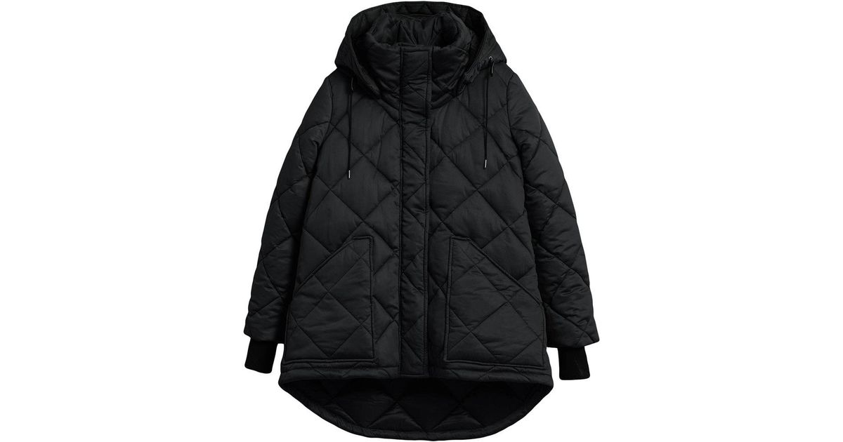 Burberry Cotton Detachable Hood Quilted Oversized Jacket in Black - Lyst